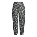 Grunge Rock And Roll Pattern Print Fleece Lined Knit Pants