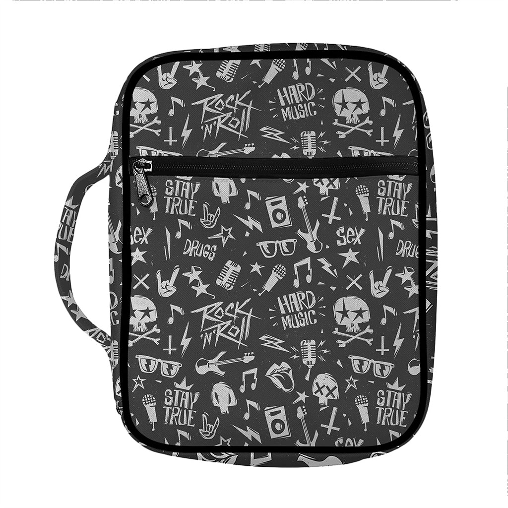Grunge Rock And Roll Pattern Print Front Pocket Bible Bag