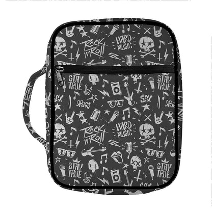 Grunge Rock And Roll Pattern Print Front Pocket Bible Bag