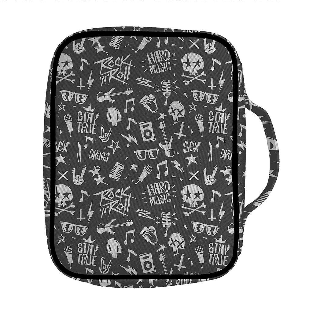 Grunge Rock And Roll Pattern Print Front Pocket Bible Bag