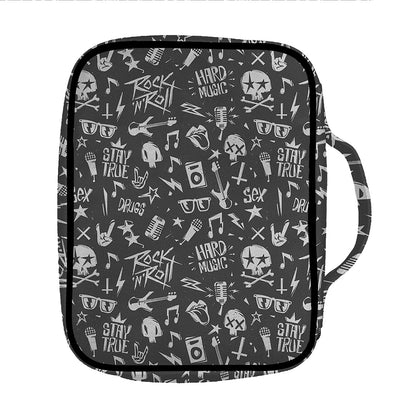 Grunge Rock And Roll Pattern Print Front Pocket Bible Bag