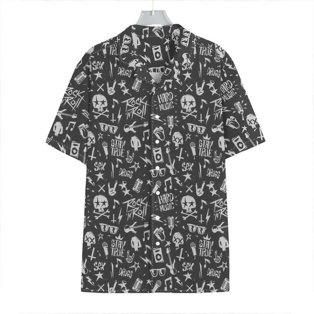 Grunge Rock And Roll Pattern Print Hawaiian Shirt