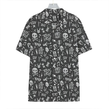 Grunge Rock And Roll Pattern Print Hawaiian Shirt