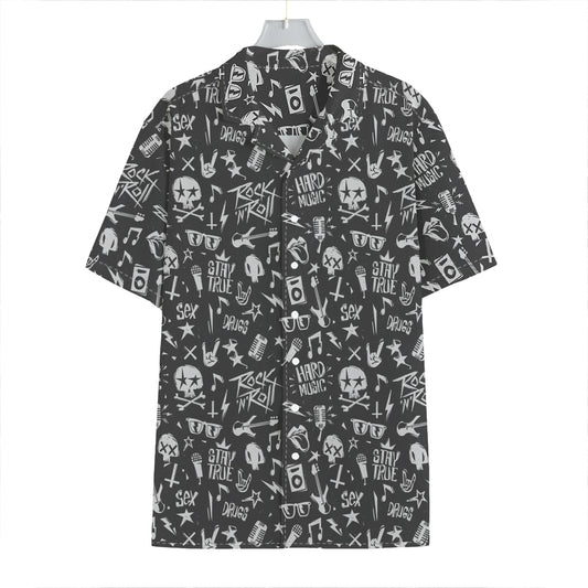 Grunge Rock And Roll Pattern Print Hawaiian Shirt