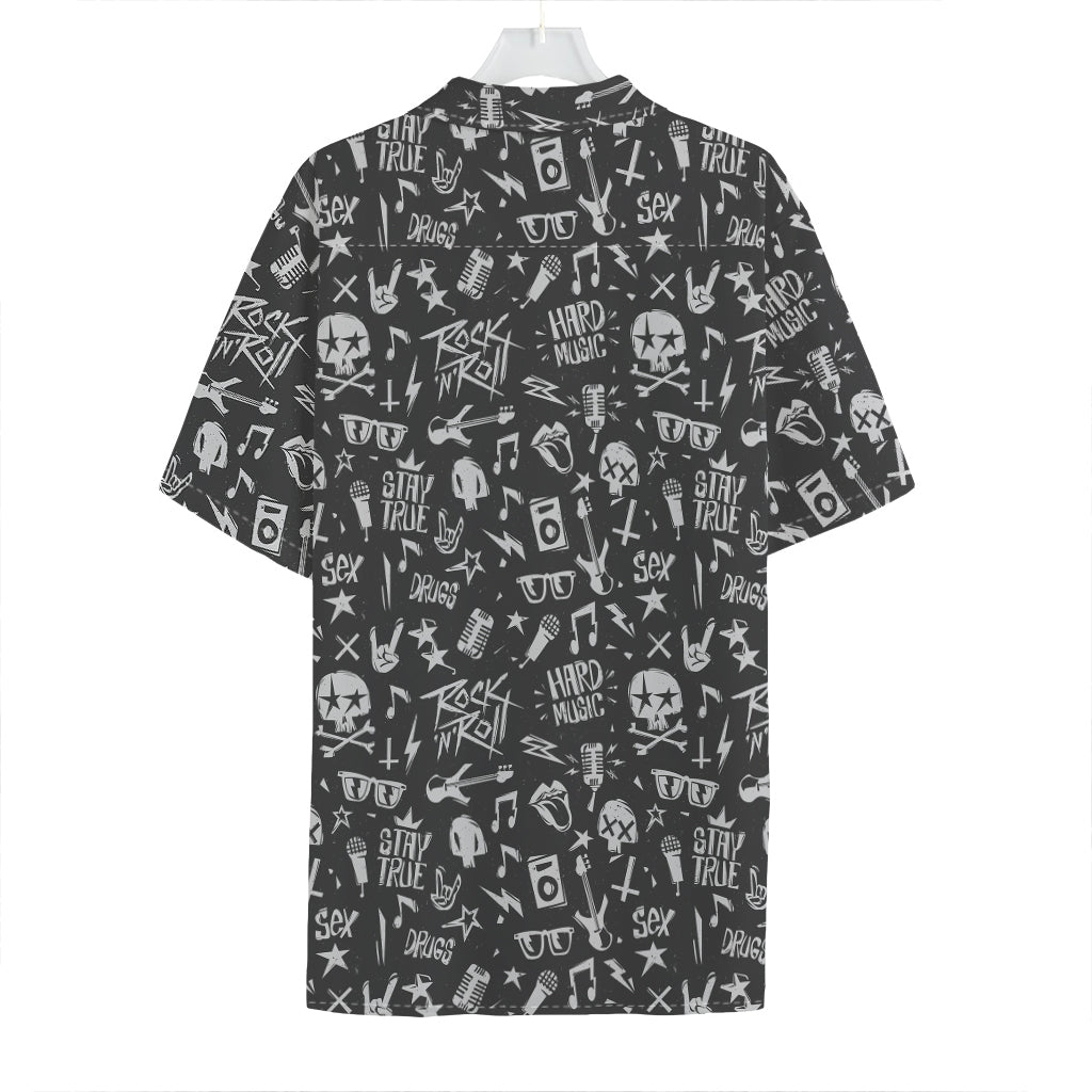 Grunge Rock And Roll Pattern Print Hawaiian Shirt