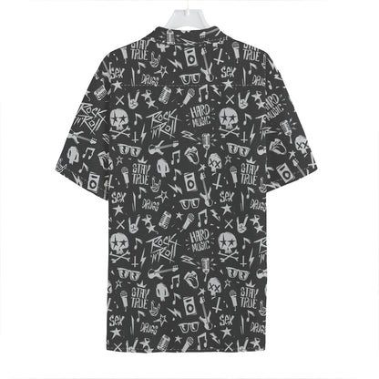 Grunge Rock And Roll Pattern Print Hawaiian Shirt