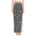 Grunge Rock And Roll Pattern Print High Slit Maxi Skirt