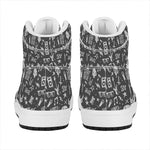 Grunge Rock And Roll Pattern Print High Top Leather Sneakers