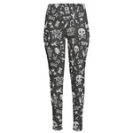 Grunge Rock And Roll Pattern Print High-Waisted Pocket Leggings