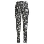 Grunge Rock And Roll Pattern Print High-Waisted Pocket Leggings