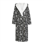 Grunge Rock And Roll Pattern Print Hooded Bathrobe