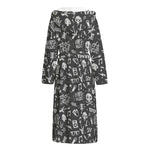 Grunge Rock And Roll Pattern Print Hooded Bathrobe