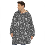 Grunge Rock And Roll Pattern Print Hoodie Blanket