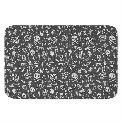Grunge Rock And Roll Pattern Print Indoor Door Mat