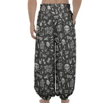 Grunge Rock And Roll Pattern Print Lantern Pants