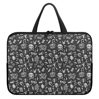 Grunge Rock And Roll Pattern Print Laptop Sleeve With Handle
