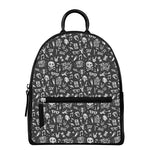 Grunge Rock And Roll Pattern Print Leather Backpack