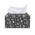 Grunge Rock And Roll Pattern Print Leather Tissue Box Cover