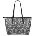 Grunge Rock And Roll Pattern Print Leather Tote Bag With Zipper