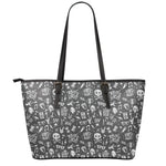 Grunge Rock And Roll Pattern Print Leather Tote Bag