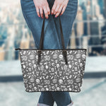 Grunge Rock And Roll Pattern Print Leather Tote Bag