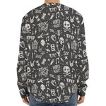Grunge Rock And Roll Pattern Print Long Sleeve Baseball Jersey
