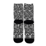 Grunge Rock And Roll Pattern Print Long Socks