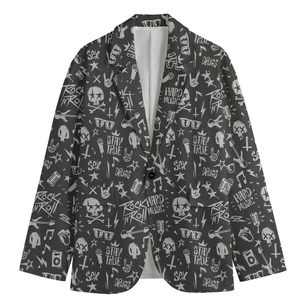 Grunge Rock And Roll Pattern Print Men's Blazer