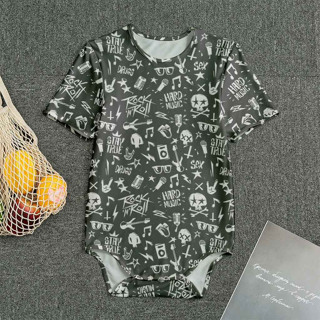 Grunge Rock And Roll Pattern Print Men's Bodysuit