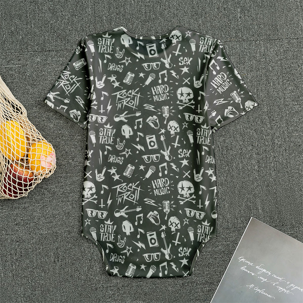 Grunge Rock And Roll Pattern Print Men's Bodysuit