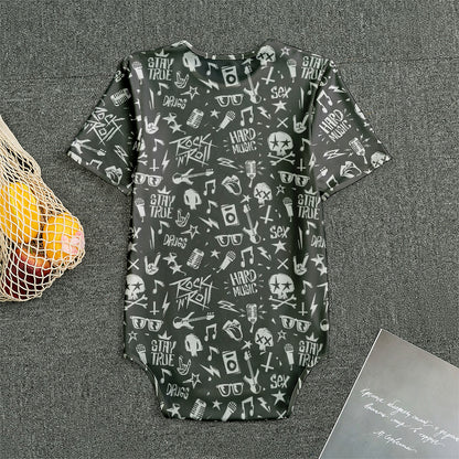 Grunge Rock And Roll Pattern Print Men's Bodysuit