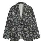 Grunge Rock And Roll Pattern Print Men's Cotton Blazer