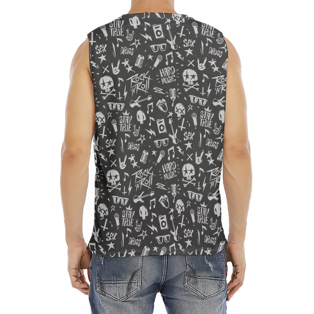 Grunge Rock And Roll Pattern Print Men's Fitness Tank Top