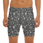 Grunge Rock And Roll Pattern Print Men's Long Boxer Briefs