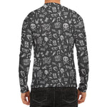 Grunge Rock And Roll Pattern Print Men's Long Sleeve Rash Guard