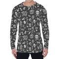 Grunge Rock And Roll Pattern Print Men's Long Sleeve T-Shirt