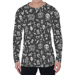 Grunge Rock And Roll Pattern Print Men's Long Sleeve T-Shirt