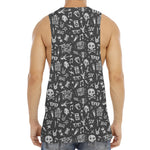 Grunge Rock And Roll Pattern Print Men's Muscle Tank Top
