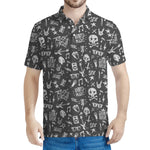 Grunge Rock And Roll Pattern Print Men's Polo Shirt