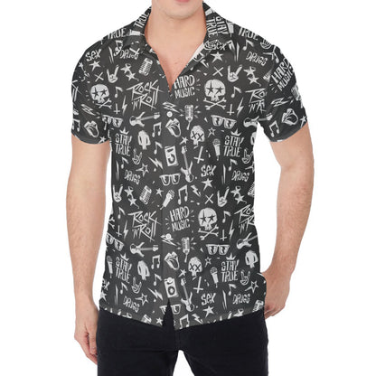 Grunge Rock And Roll Pattern Print Men's Shirt