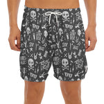 Grunge Rock And Roll Pattern Print Men's Split Running Shorts