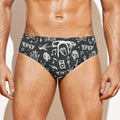Grunge Rock And Roll Pattern Print Men's Swim Briefs