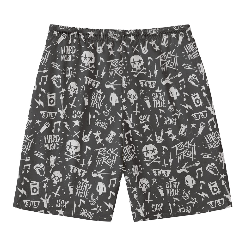Grunge Rock And Roll Pattern Print Men's Swim Trunks