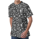 Grunge Rock And Roll Pattern Print Men's Velvet T-Shirt
