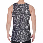 Grunge Rock And Roll Pattern Print Men's Velvet Tank Top