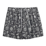 Grunge Rock And Roll Pattern Print Mesh Shorts