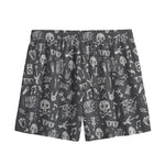 Grunge Rock And Roll Pattern Print Mesh Shorts