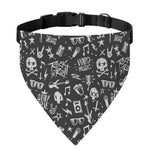 Grunge Rock And Roll Pattern Print Over The Collar Dog Bandana