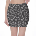 Grunge Rock And Roll Pattern Print Pencil Mini Skirt