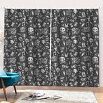 Grunge Rock And Roll Pattern Print Pencil Pleat Curtains